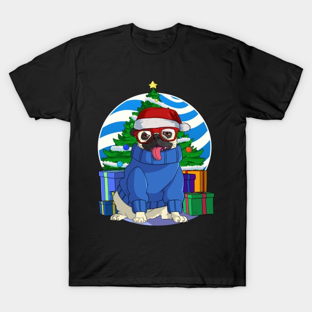 Pug Dog Christmas Sweater Tree Decoration T-Shirt by Noseking